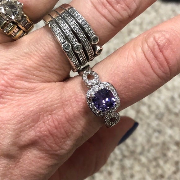 Amethyst White Gold Plated Size 10 Ring - Picture 5 of 5